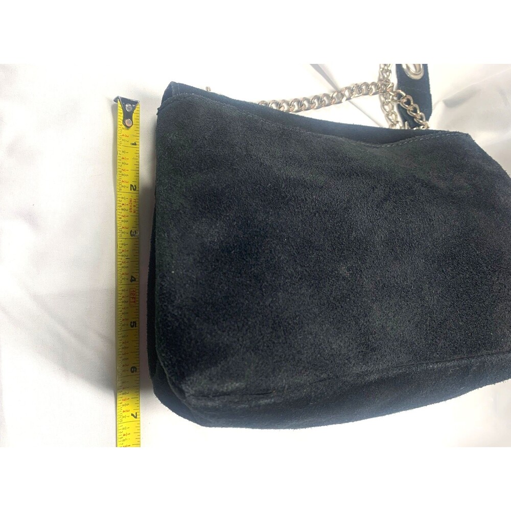 Brandy Melville Crossbody Handbag Black Suede Adjustable Chain w/ Grommet Strap - Picture 6 of 12